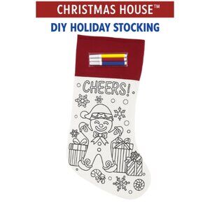 Christmas House DIY Holiday Stocking with Markers Gingerbread Design